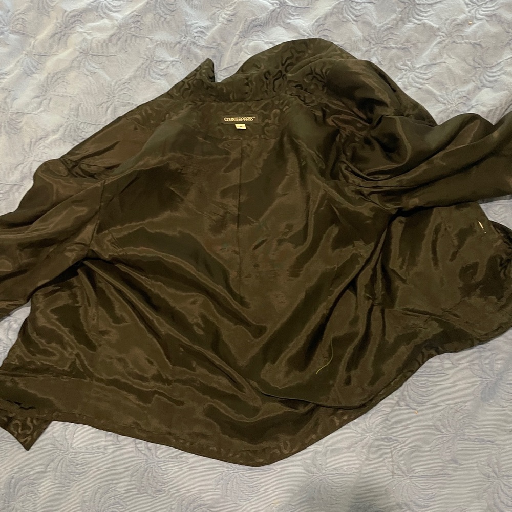 Vintage 80s Counterparts Black Satin Jacquard Evening Jacket Shawl Collar 8 - Picture 8 of 11